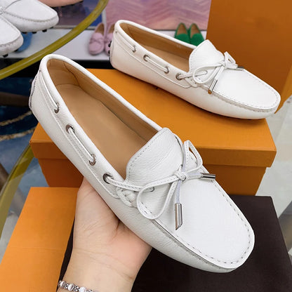 Spring Summer Ladies Genuine Leather Comfortable Slip-On Soft Bottom Driving Casual Flat Office Lazy Person Loafers Shoes