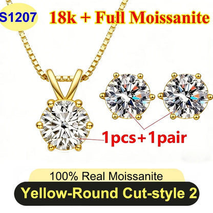 Full Shape 1-3ct Moissanite Women's Moissanite Jewelry Sets 925 Silver Plated 18k Gold D Color Necklace Earrings For Women Gift