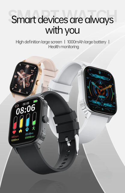 2026 1000mAh Large Battery 2026 New 2.04" HD Display Health Monitor Smart Watch Bluetooth Call IP68 Waterproof Sports Smartwatch