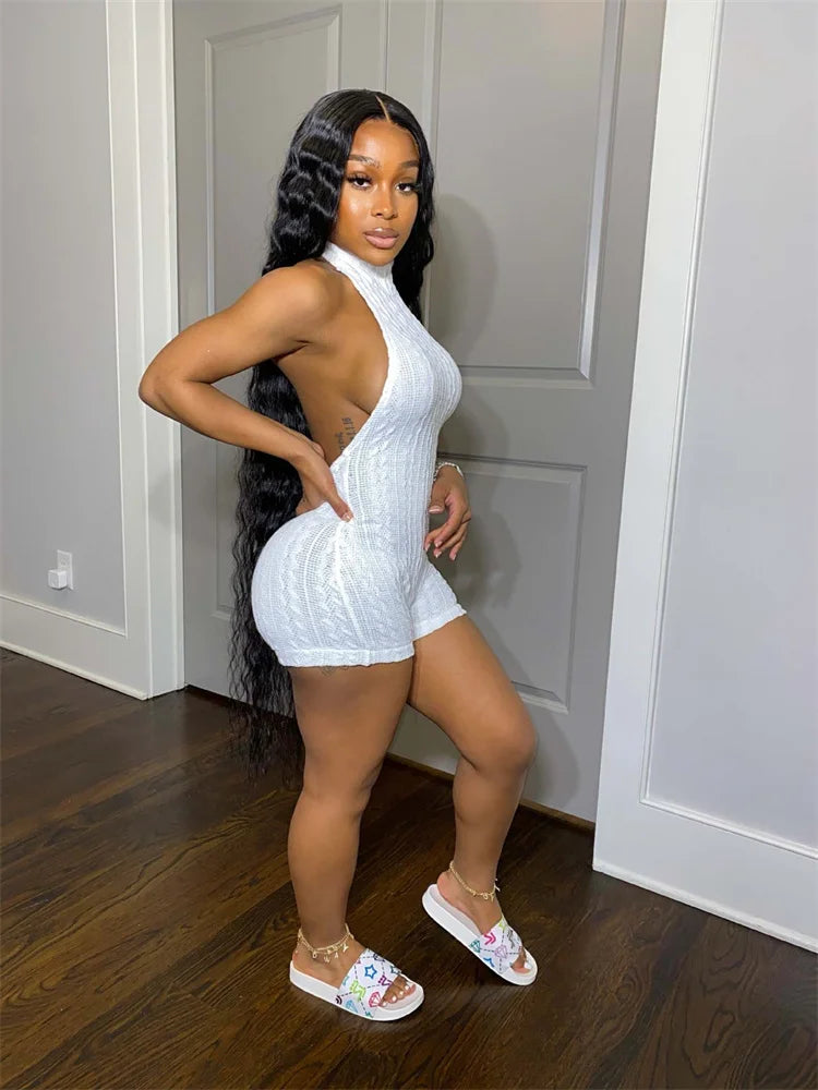 Wholesale Clothing Casual Jumpsuit Women 2024 One-pieces Rompers Womens Summer Backless White Bodycon Fitness Romper Playsuits
