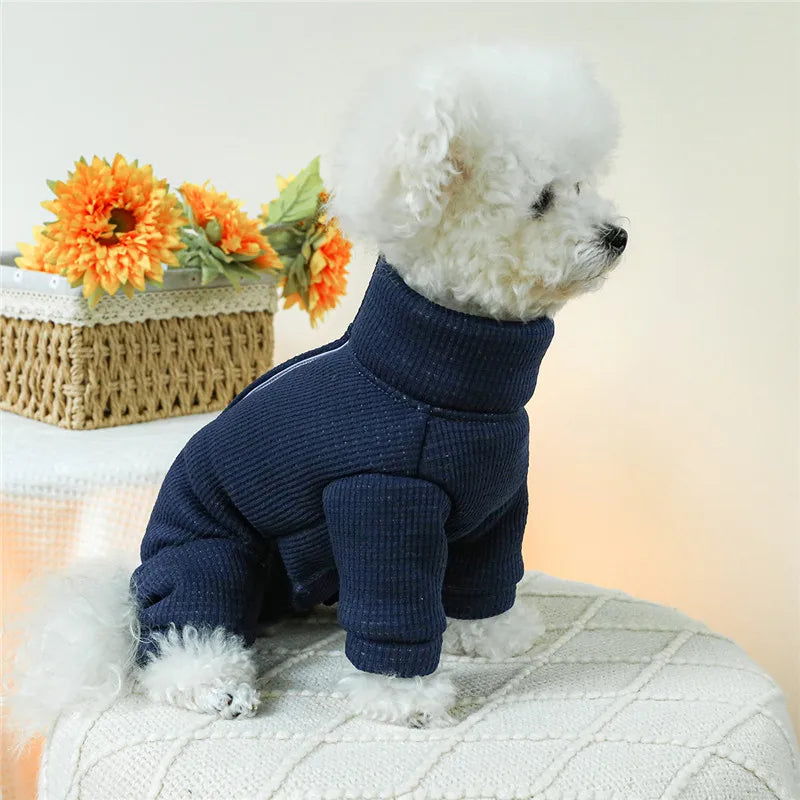Solid Dog Clothes Winter Dog Jumpsuit Coat Thickened Wrapped Belly Clothing Puppy Overalls Tracksuit For Small Dogs Dachshund XS