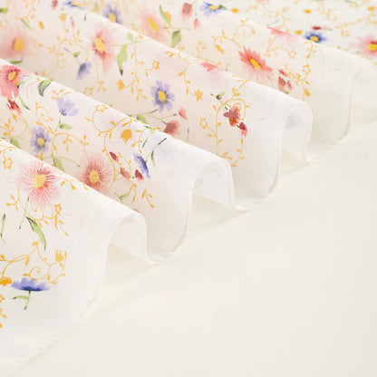 Summer Floral Printed Scarf Elegant Lightweight Chiffon Silk Shawls Travel Beach Sunscreen Towel Fashion Headband Turban