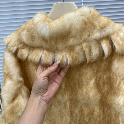2026 New Elegant Winter Natural Rabbit Fur Coat Jacket Real Leather Fur Women's Fringe Tassel Clothing Female Outerwears