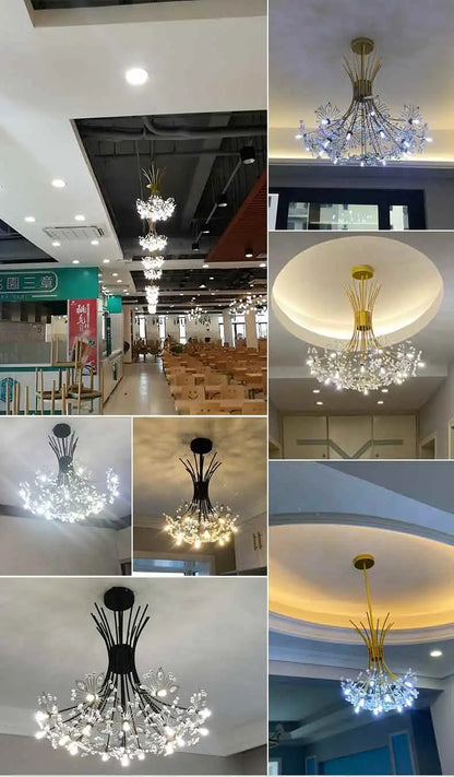 Ceiling Led Chandelier Modern Crystal Lamp Lustre Living Room Hanging Light Fixtures Kitchen Bedroom Home Decoration Black