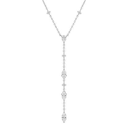 2.4cttw Waterdrop Shape Moissanite Pendant Necklace for Women Pear/Marquise/Round Cut Lab Diamond S925 Silver Y-Style Jewelry