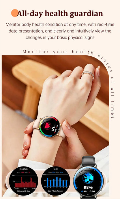 2026 Ultra-Thin Women Smart Watch AMOLED HD GPS Track Always-On Time Display LED Flashlight Bluetooth Call Waterproof Smartwatch