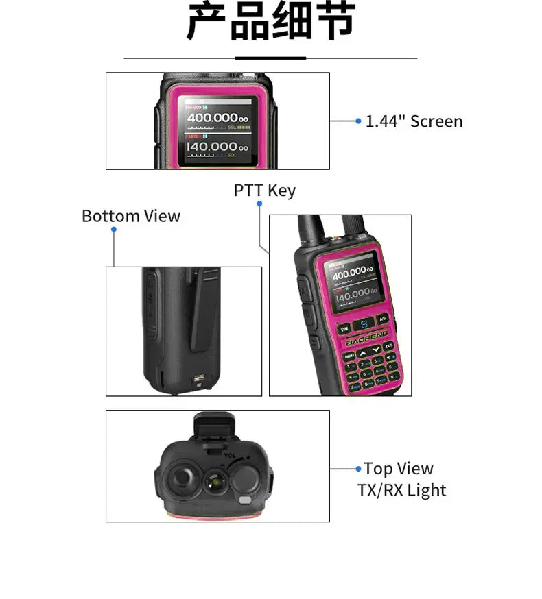 2 Pack BAOFENG UV-5R Mini 5W 999CH Dual Band Two Way Radio, Bluetooth APP Programming, NOAA Alert, Type-C Fast Charging, White/P