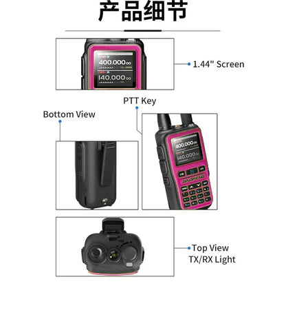2 Pack BAOFENG UV-5R Mini 5W 999CH Dual Band Two Way Radio, Bluetooth APP Programming, NOAA Alert, Type-C Fast Charging, White/P
