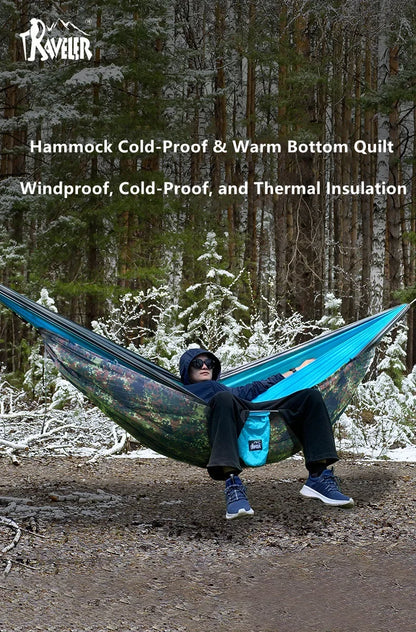 TRAVELER Bushcraft Quick-Deploy Hammock with Mosquito Net, Integrated Ridgeline & Anti-Roll Design for Wilderness Camping