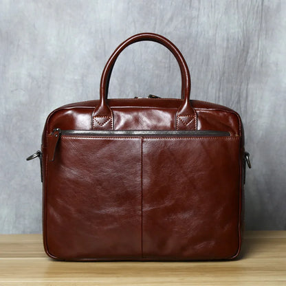 Retro Leather Men's Briefcase Top Layer Leather Handbag Casual Shoulder Messenger Bag Business Laptop Bag Trendy Men's Bag NZPJ