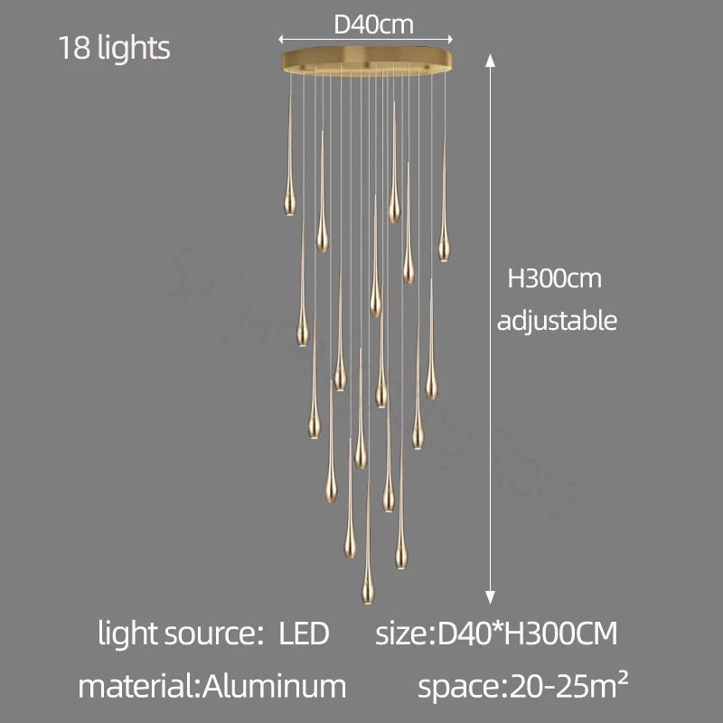 Minimalist LED Chandelier Luxurious Modern Living Room Lighting Duplex Attic Home Decoration Dining Room Staircase Pendant Light