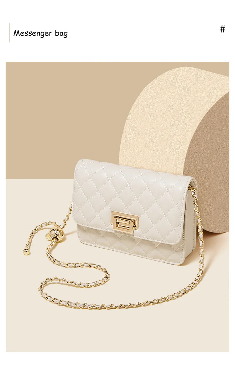 FOXER 2026 Women White Quilted Crossbody Bag Luxury Leather Chain Shoulder Bag Fashion Lady Flap Square Purse for Casual & Party