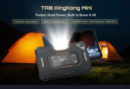 Android Tablet Cubot TAB KingKong Mini, 10200mAh Mega Battery 16GB(6+10),128GB, Camping Light, 8.68-inch Screen, 48MP Camera,GPS