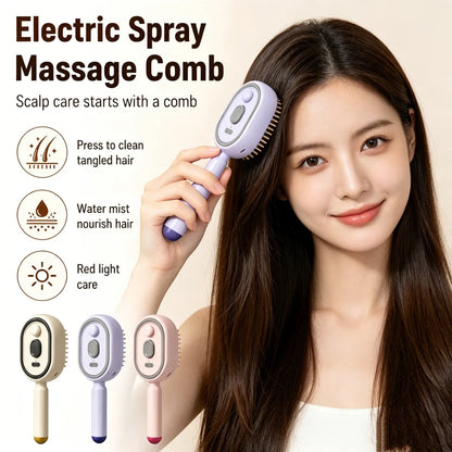 Electric Spray Hair Brush Leave-In Essential Oil Hair Care Red Light Comb Scalp Massage Reduce Frizz Smoothing Air Cushion Comb