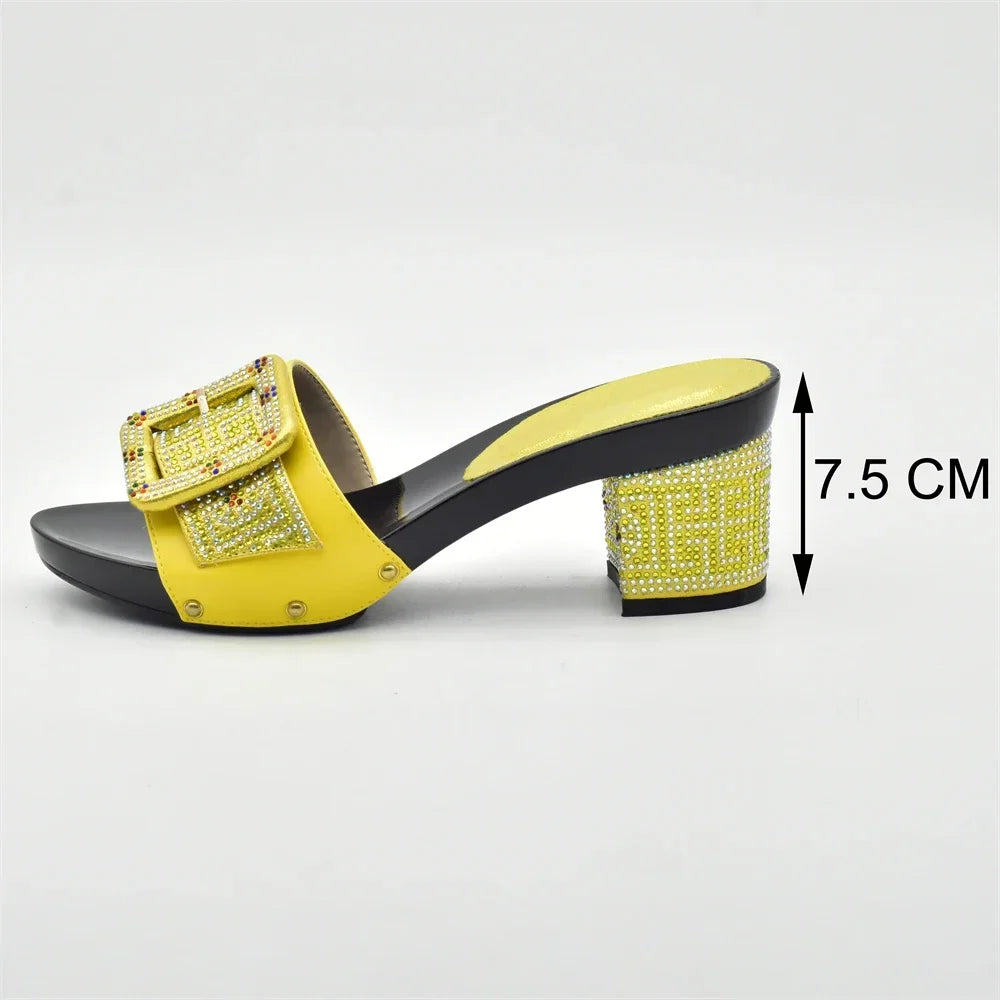 Latest African Shoes and Matching Bags Italian Nigerian Women Wedding Shoes and Bag Set with Rhinestone Luxury Designer Pumps
