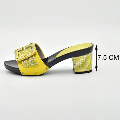 Latest African Shoes and Matching Bags Italian Nigerian Women Wedding Shoes and Bag Set with Rhinestone Luxury Designer Pumps