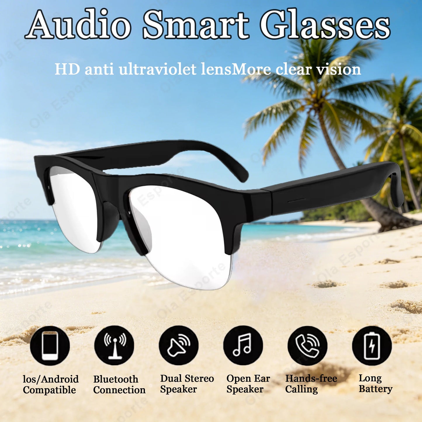 2026 Smart Glasses New AI Translation UV400 Polarized Lenses Wireless Bluetooth Call HD Voice navigation Driving SmartSunglasses