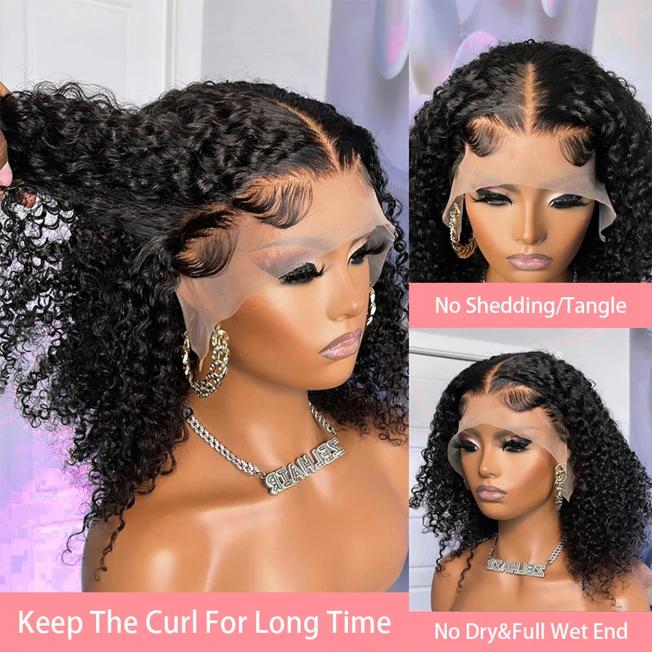 Loose Deep Wave Short Bob 13x4 HD Lace Front Wigs Brazilian 100% Human Hair Curly 4x4 Transparent Lace Frontal Wig 12 14 16 Inch