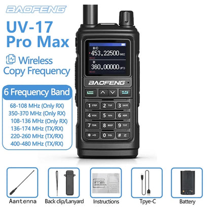 Baofeng UV-17pro Max Air Band Walkie Talkie Draadloze Kopieerfrequentie Lange Afstand Type-C Noaa Am Draagbare UV-5R  Ham Tweewe