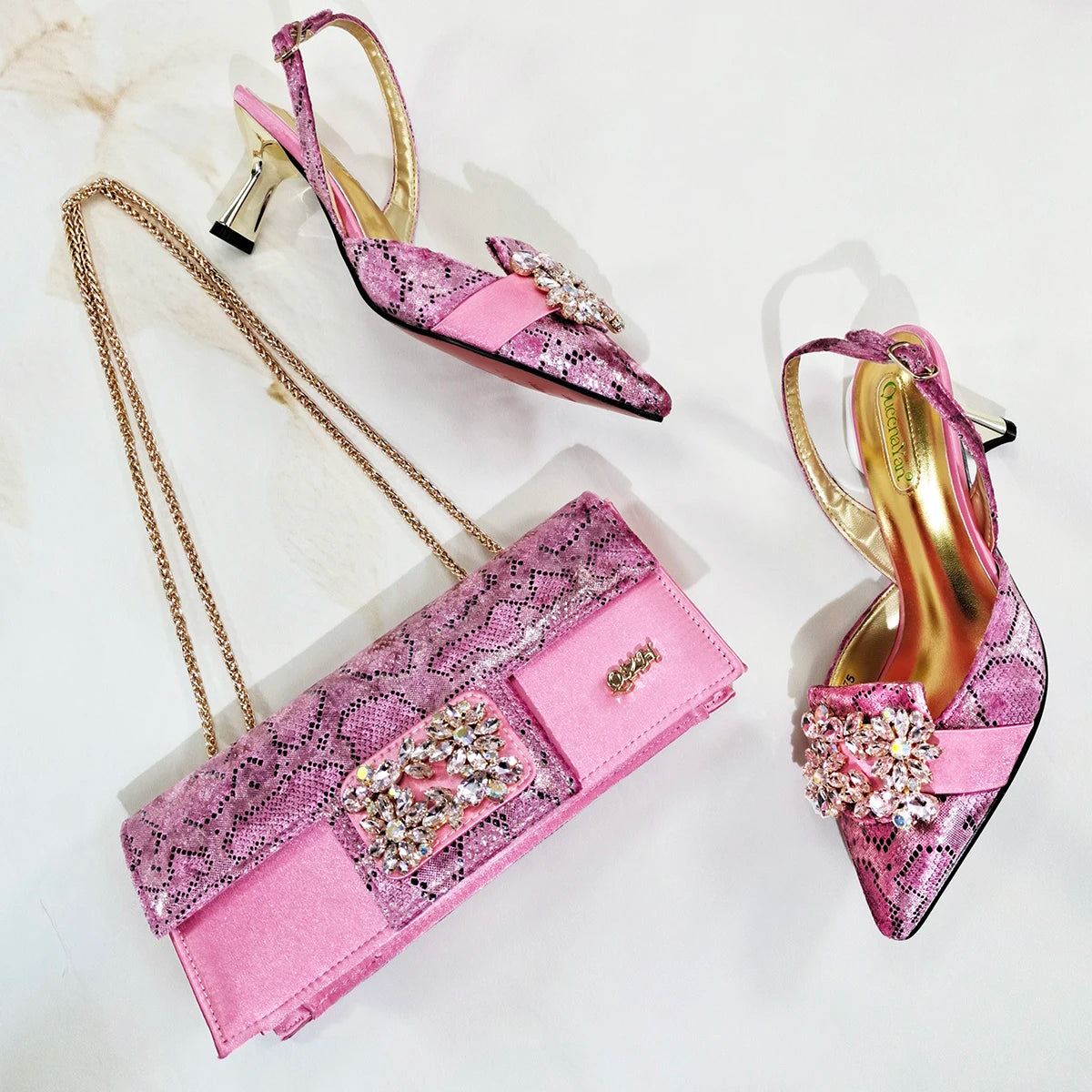 Doershow High Quality African Style Ladies Shoes And Bags Set Latest BROWN Italian Shoes And Bag Set For Party HM1-1