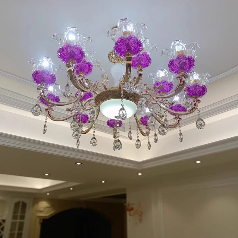 Luxury Living Room Chandelier Crystals Glass Hall Main Pendant Lamps Restaurant Bedroom French Creative Hanging Light Luminaire