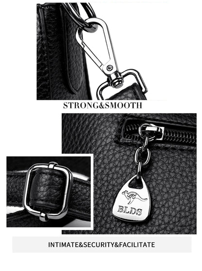 Women's Luxury Designer Top-Handle Bags Soft Leather Handbag Ladies Solid Color Shoulder Crossbody Bag Messenger Commuting Sac