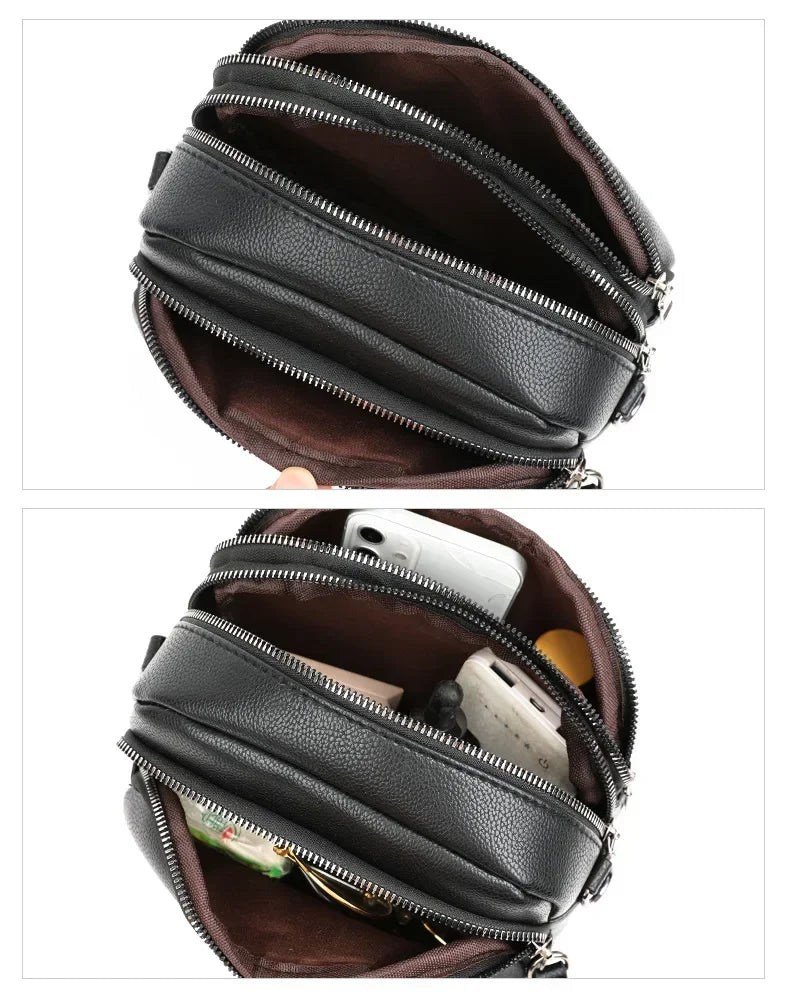 Fashion Soft Leather Crossbody Bags for Women 2026 Casual Female Multi Pocket Messenger Bags Retro Handbags Ladies Shoulder Bags