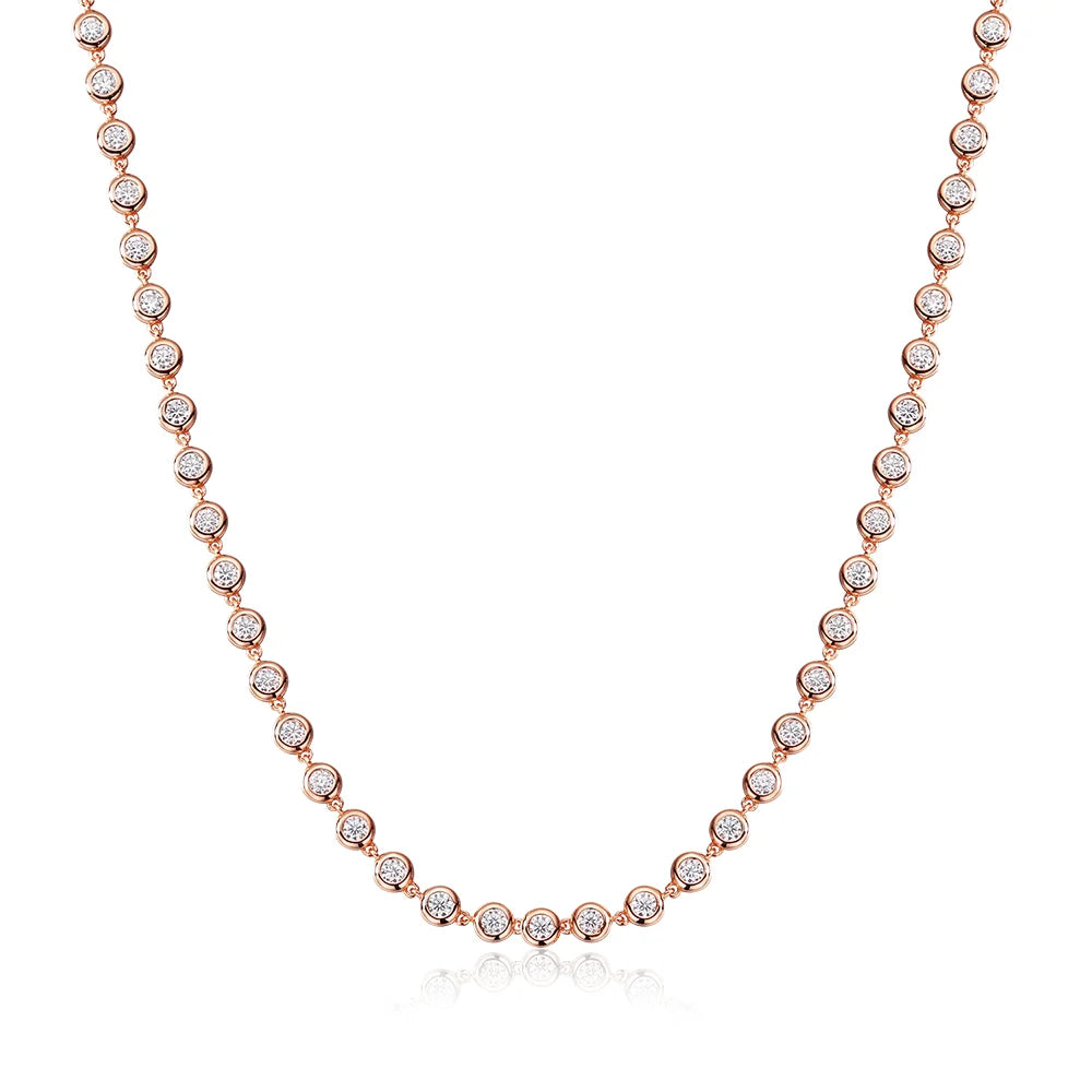 COSYA 3mm All Round Moissanite Tennis Necklace for Women 100% S925 Silver Plated 18K Gold Bubble Certified Party Fine Jewelry