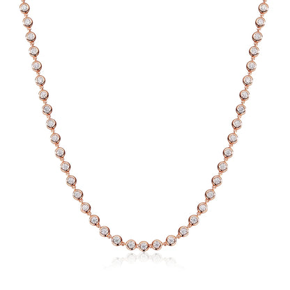 COSYA 3mm All Round Moissanite Tennis Necklace for Women 100% S925 Silver Plated 18K Gold Bubble Certified Party Fine Jewelry