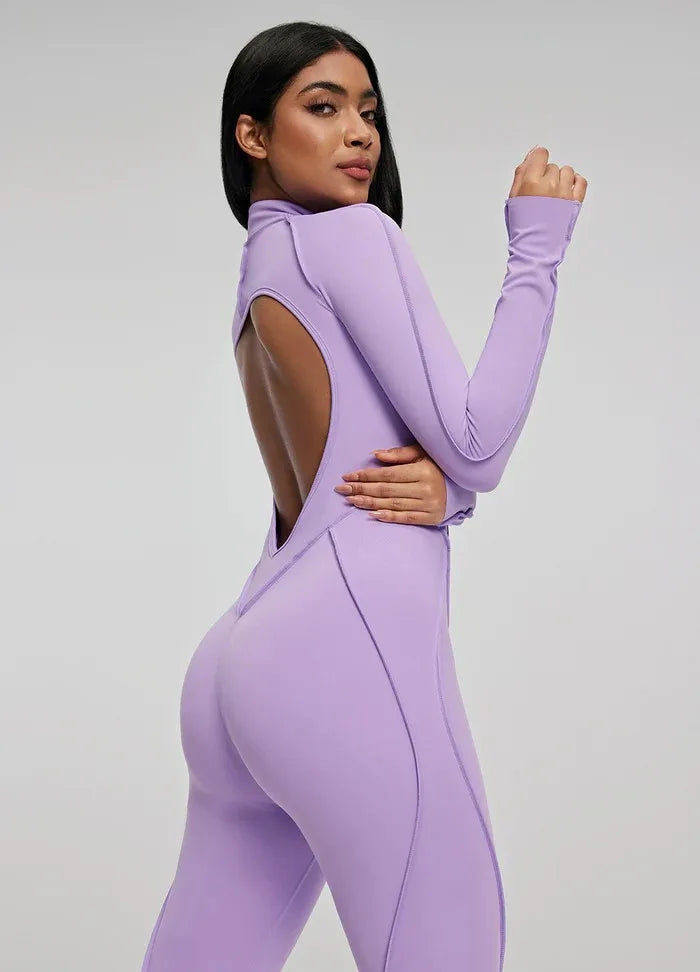 FUBEIKE Women's Yoga Set Fashion Sexy Slim Fit Long Sleeve Zipper Sports Gym Workout Legging Bodysuits Outdoor Activewear