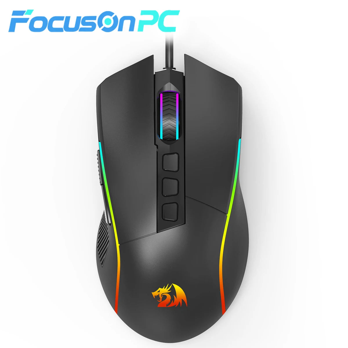 FocusOnPC X11 RGB Gaming Mouse, Wired Connection, 8000 DPI, 9 Programmable Buttons, Ergonomic Computer Gaming Mice for PC Gamers