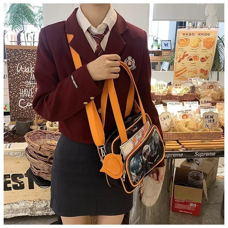 Y2K Japanese Harajuku Ita Bag for Women Cute Shoulder Bag Girls Transparent Itabag Crossbody Bag JK Shoulder Bags Handbags