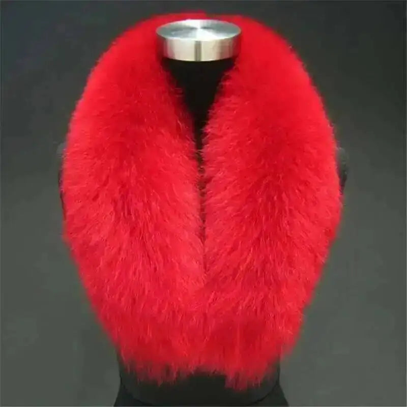 Natural Color Raccoon Fox Real Fur Collar Scarf Genuine Big Size Scarves Warp Shawl Neck Warmer Stole Muffler with Clip Loops #6