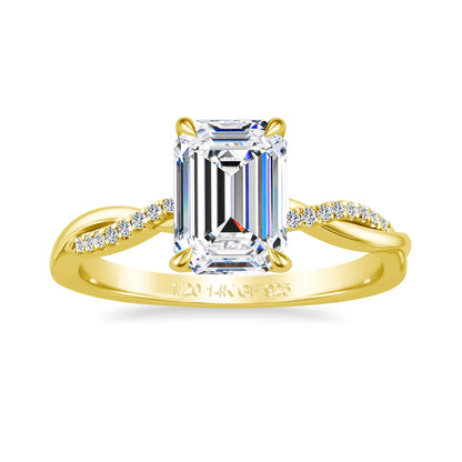 14K Gold Filled Emerald Cut 3ct Moissanite Ring Set Twisted Double Band Engagement Wedding Ring for Bride Luxury Bridal Jewelry