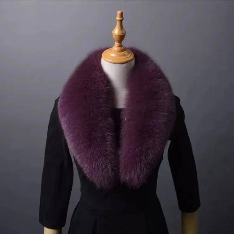 Winter Real Fox Fur Collar Woman Furry Natural Raccoon Fur Scarf Shawls Luxury Neck Warmer Wraps For Coat Fur Scarves Large Size