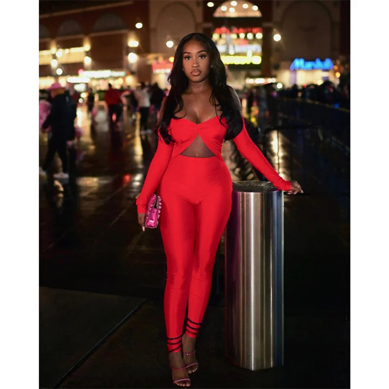 Sexy Off the Shoulder Birthday Jumpsuit for Women Night Club Outfit Party Hollow Out Ruched Skinny Long Sleeve Rompers Full Body