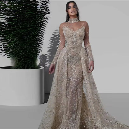 OTM Elegant Bling Sequins Mermaid Prom Dresses Sweetheart Sequins Floor-Length Princess Bride Evening Dresses Vestidos De Novia