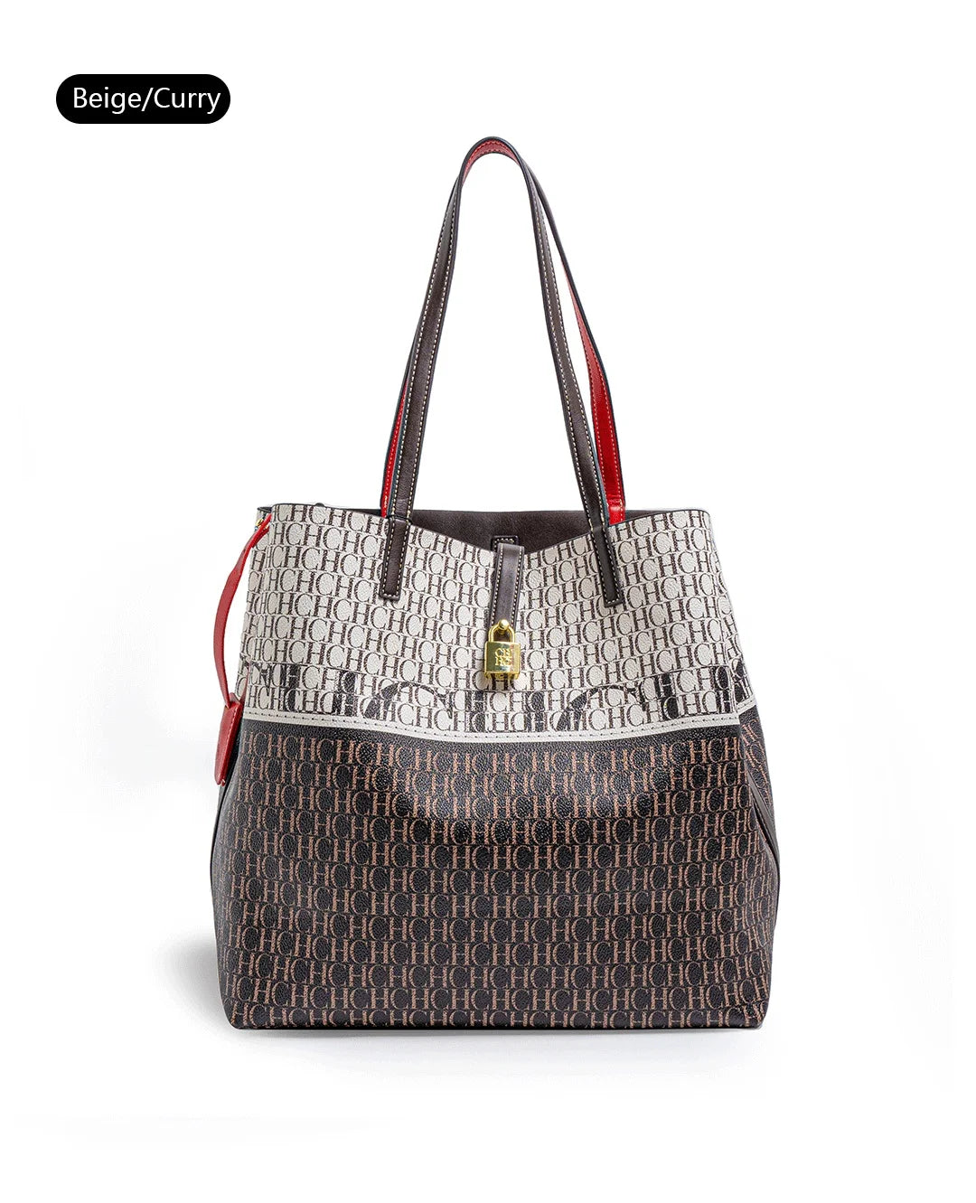 CH Tote Bag for Women Two Tone PU Leather Large Capacity Shoulder Handbag Luxury Ladies Commute Shopping Shopper Bag