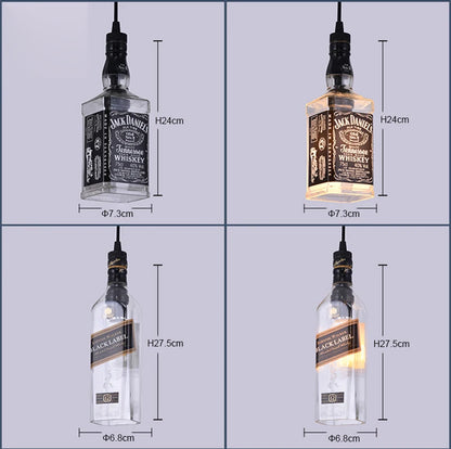 Retro Industrial Loft Wine Bottle Pendant Lights Restaurant Cafe Bar Glass Hanging Lamp Clothing Store Lustre Indoor Lighting