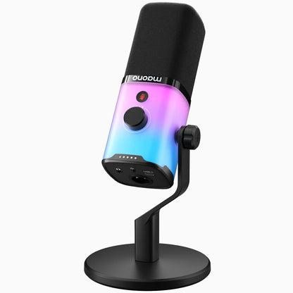 MAONO PD100X RGB Gaming Microphone USB/XLR Dynamic Microphone Noise Reduction Mute Headphone Jack for Gaming Streaming Podcast