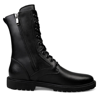 Winter Boots US Combat Boots TrendBoots Plus Velvet Men Boots Genuine Leather Snow Boots Side Zipper Motorcycle Boots High