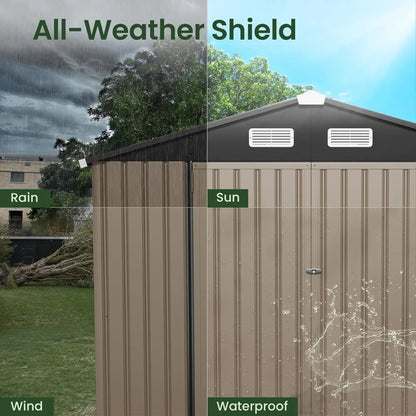 8x6 FT Outdoor Storage Shed, Full Size Metal Utility Shed No Floor