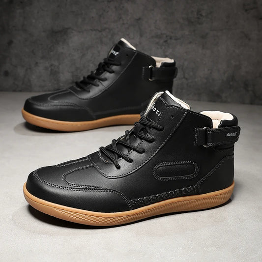 High Top Casual Shoes for Men Outdoor Leather Ankle Boots Retro  Sport Sneakers Plus Size Male Treking Footwear Motorcycle Boots