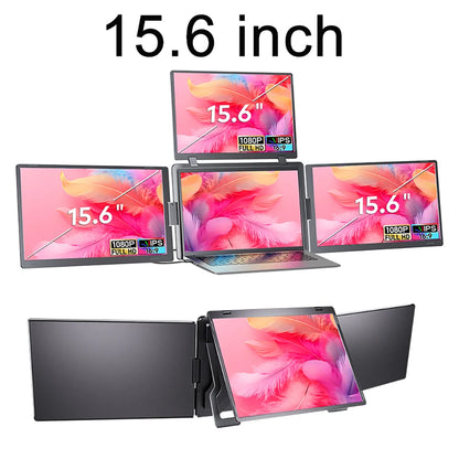 Triple Screen Portable LCD Backlit Monitor FHD Display Secondary Screen Connected to Notebook with 1 Cable Sub Screen Extender