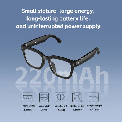 Smart AI Glasses with 8MP HD Camera, 1080P Video, Bluetooth/Wi-Fi, Voice Control & AI Recognition – Lightweight Hands-Free Glas