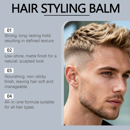 Hair Styling Pomade Mineral Oil White Beeswax Low Shine Strong Hold Non-Greasy Nourishing Smooth Frizz Control Matte Finish