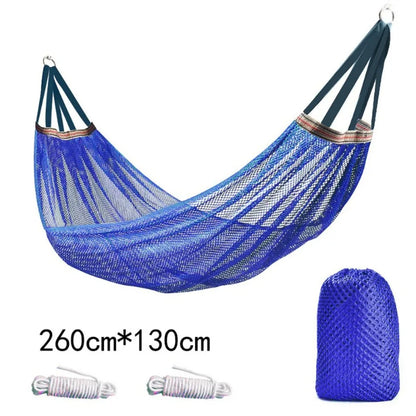 Outdoor Hammock with Ice Silk Mesh, Swing Bent Pole Anti-Tip Camping Travel Accessories
