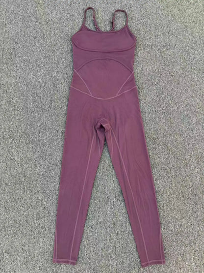 JUREN Fitness Jumpsuit Women Tracksuit Sports Playsuit Running One Piece Yoga Suit Scrunch Backless Set Rompers Gym Clothes