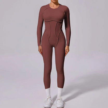 Women's Sports Jumpsuit Kit Yoga Fitness Bodysuit Hip-lifting Open Back Tight High Elasticity Outdoors Gym Workout Sexy Clothes