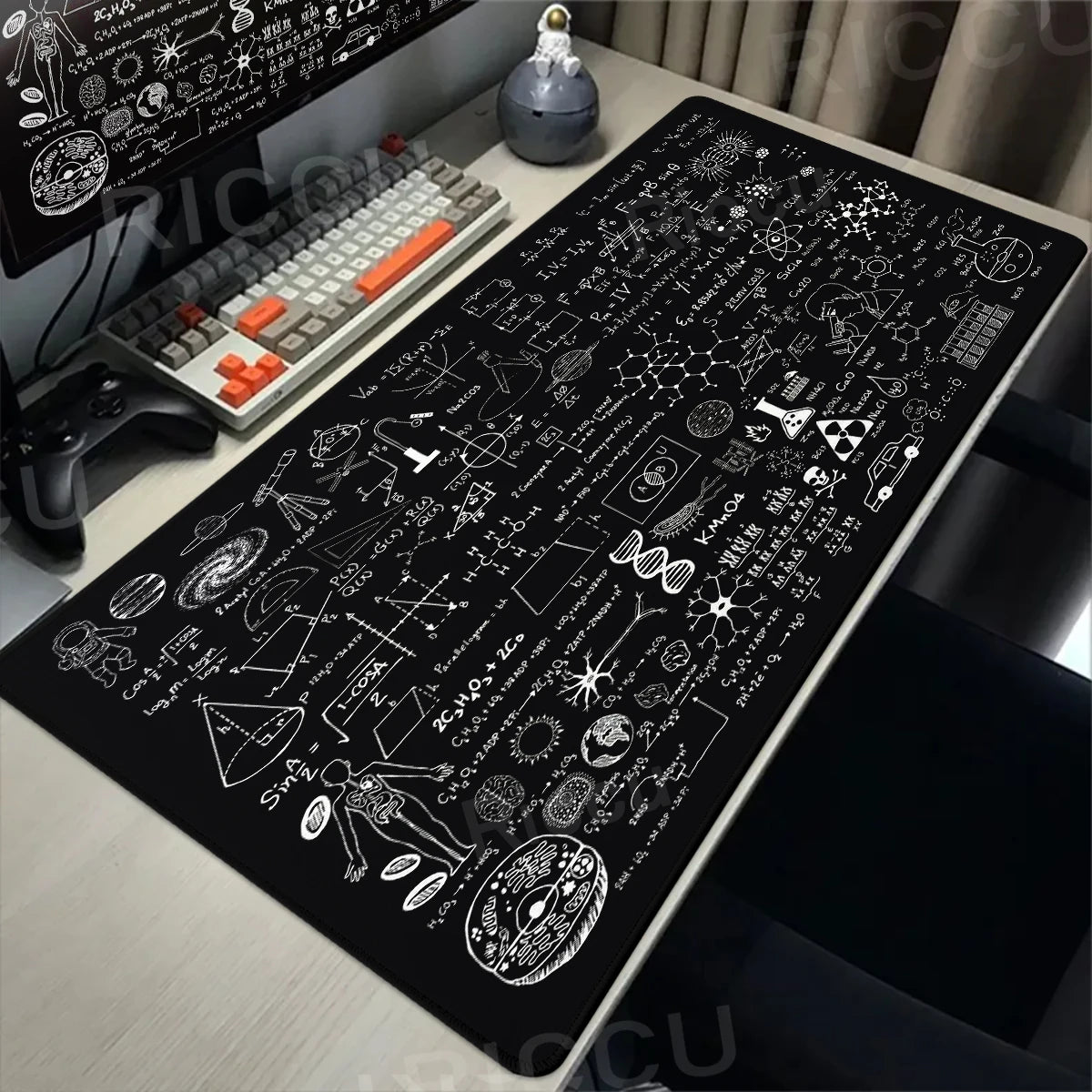 Black Mousepad E=mc2 Formula Science Mouse Pad Math Desk Pad Extended PC Keyboard Mats Large XXL Gamer Mousepad Desk accessories